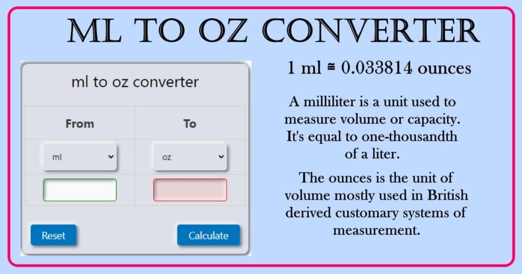 ml to oz converter