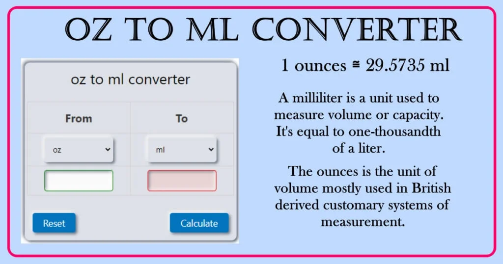 oz to ml converter
